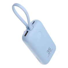 Powerbank Veger K1 PD QC3.0 35W 10000 mAh з вбудованими кабелями USB-C/Lightning Blue (6977525750717)