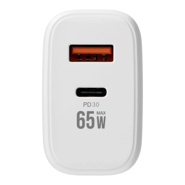 Зарядний пристрій Veger TR67 USB-A + USB-C PD QC3.0 65W + кабель USB-C to USB-C White (6977525752469)