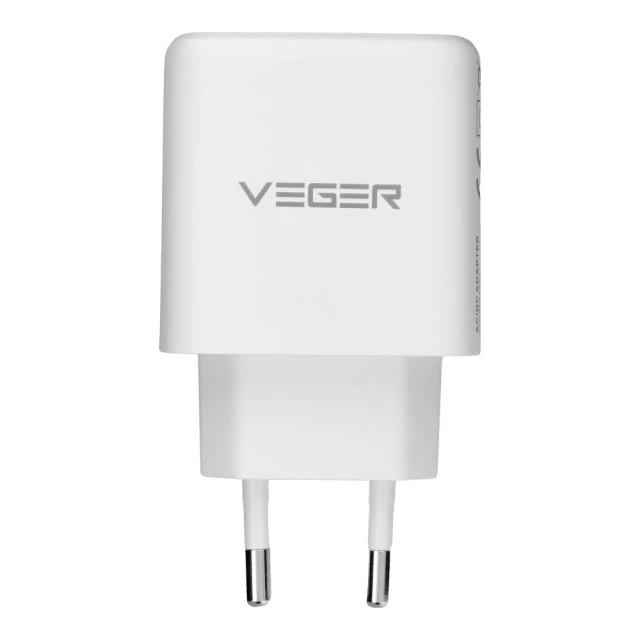Зарядний пристрій Veger TR67 USB-A + USB-C PD QC3.0 65W + кабель USB-C to USB-C White (6977525752469)