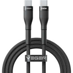 Кабель USB-C to USB-C Veger PD 5A 240W 1.5m CC03 Black (6977525752599)