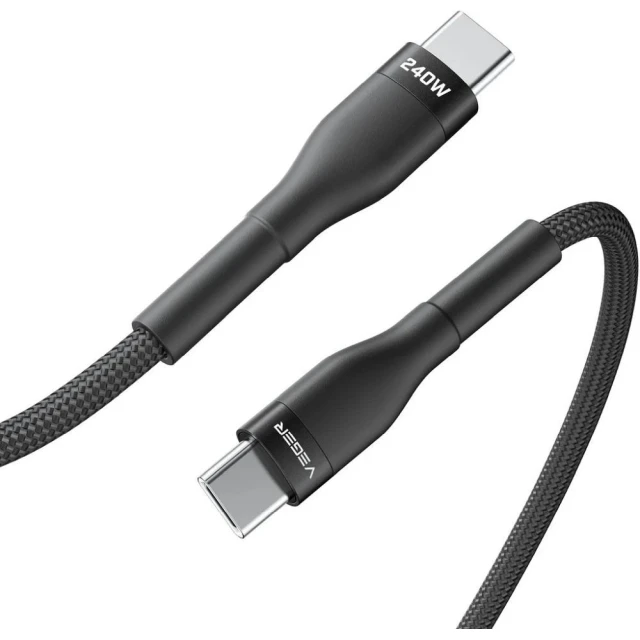 Кабель USB-C to USB-C Veger PD 5A 240W 1.5m CC03 Black (6977525752599)
