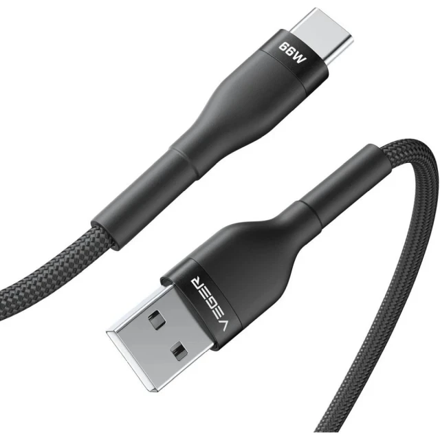 Кабель Veger AC04 USB A до USB C PD 11V 6A 66W 1.2 м Black (6977525752605)