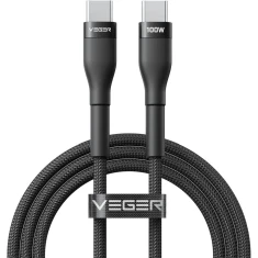 Кабель Veger CC05 USB-C to USB-C PD 5A 100W 1.5m Black (6977525752612)