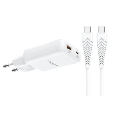 Мережевий зарядний пристрій Veger USB A + Type C PD 65W White (6977525753206)