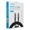 Кабель с LED-индикатором USB-C to USB-C Veger PD 5A 240W 1.5m CC2-ZSD Black (6977525753404)