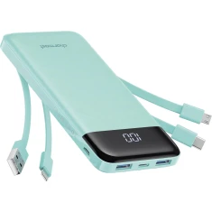 Powerbank Charmast W1148 5V 3A 10000 mAh з вбудованими кабелями USB A | USB C | Lightning | Micro USB Green (6977525753732)