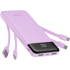 Powerbank Charmast W1148 10000 mAh з вбудованими кабелями USB A/USB C/Lightning/Micro USB Purple (6977525753749)