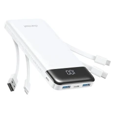 Powerbank Charmast W1148 5V 3A 10000 mAh з вбудованими кабелями USB A | USB C | Lightning | Micro USB White (6977525753831)