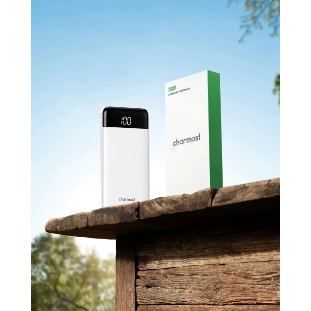 Powerbank Charmast W1148 5V 3A 10000 mAh з вбудованими кабелями USB A | USB C | Lightning | Micro USB White (6977525753831)