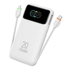 Портативний зарядний пристрій Veger Fuerza 10 W1212B PD 20 Вт 10000 mAh з вбудованими кабелями USB-C Lightning White (6977525754319)