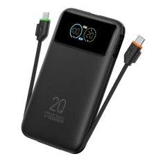 Портативний зарядний пристрій Veger Fuerza 10 W1212B PD 20 Вт 10000 mAh з вбудованими кабелями USB-C Lightning Black (6977525754326)