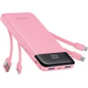 Powerbank Charmast W1148 10000 mAh з вбудованими кабелями USB A/USB C/Lightning/Micro USB Pink (6977525755729)