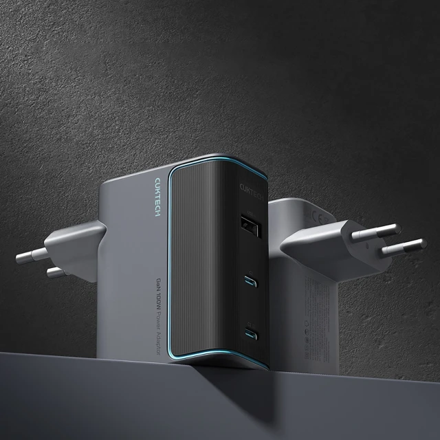 Мережевий зарядний пристрій Cuktech GaN 100W 2 x USB-C 1 x USB-A з кабелем USB-C Grey (CUKAD1003EUG)