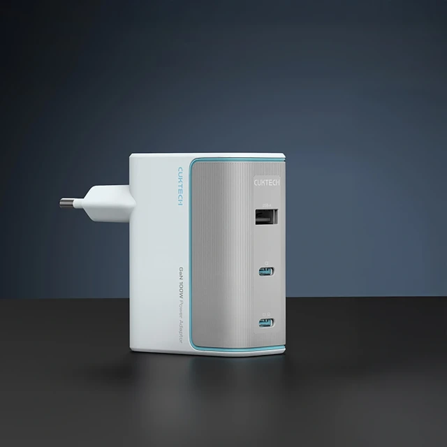 Зарядний пристрій Cuktech AD1003EU 100W GaN 2x USB-C + USB-A з кабелем White (6977556350092)