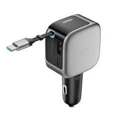 Автозарядка Cuktech CC903P 100 W з дисплеєм та кабелем USB-C 70 см Grey (6977556352232)