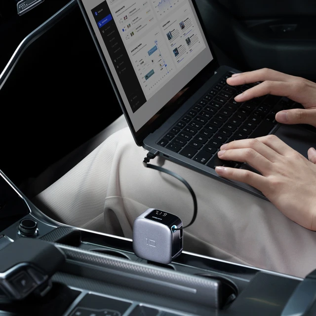 Автозарядка Cuktech CC903P 100 W з дисплеєм та кабелем USB-C 70 см Grey (6977556352232)