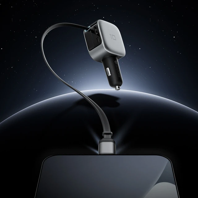 Автозарядка Cuktech CC903P 100 W з дисплеєм та кабелем USB-C 70 см Grey (6977556352232)
