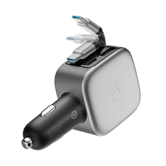 Автозарядка Cuktech CC903P 100 W з дисплеєм та кабелем USB-C 70 см Grey (6977556352232)