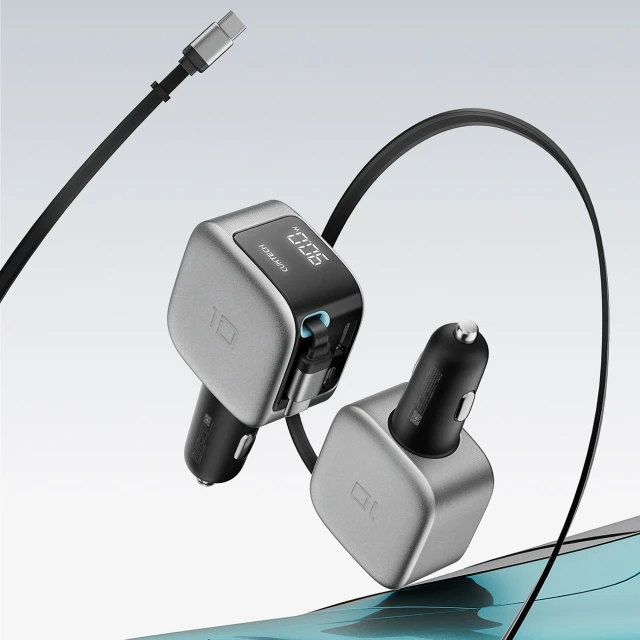 Автозарядка Cuktech CC903P 100 W з дисплеєм та кабелем USB-C 70 см Grey (6977556352232)