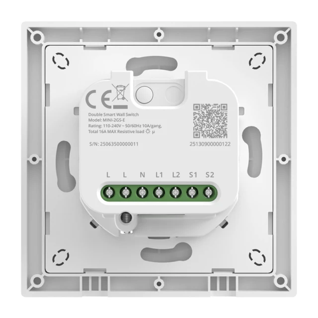 Двоканальний настінний перемикач Sonoff MINI-2GS-E Matter (MINI-2GS-E)