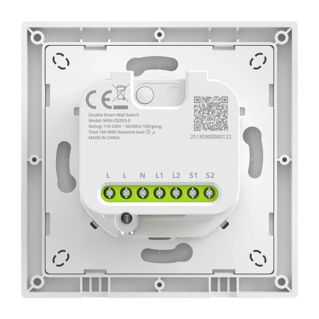 Двоканальний настінний перемикач Sonoff MINI-ZB2GS-E ZigBee (MINI-ZB2GS-E)