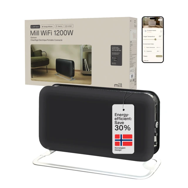 Конвектор Mill CO1200WIFI3BLACK GEN3 1200 Вт Black (7090019824691)
