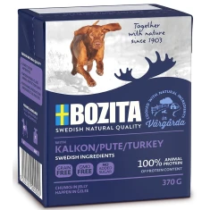 Вологий корм для собак BOZITA м'ясні шматочки з індичкою в желе 370 г (7300330042613)