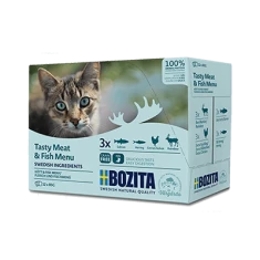 Вологий корм для котів BOZITA мікс м'ясний і рибний у соусі 12 шт x 85 г (7300330365118)