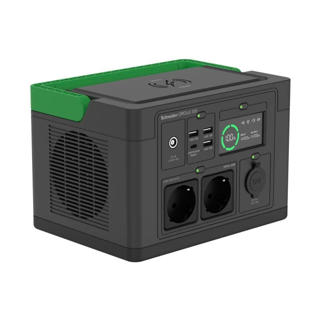 Портативна зарядна станція APC OffGrid PPS330-GR 332 Wh 230V LCD 2 розетки Schuko 3 USB-A 1 USB-C бездротова зарядка (731304736875)