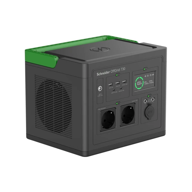 Портативна зарядна станція APC OffGrid PPS730-GR 738 Wh 230V LCD 2 розетки Schuko 3 USB-A 2 USB-C бездротова зарядка (731304736899)