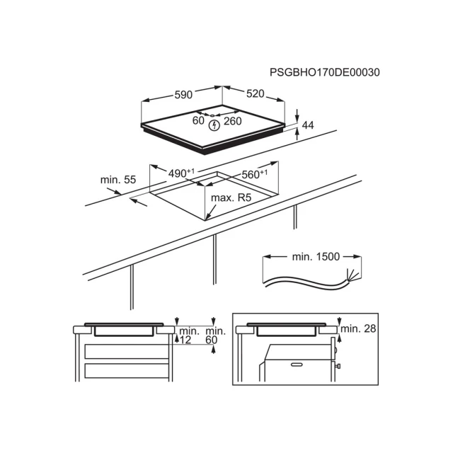 Індукційна варильна поверхня Electrolux EIV644 60 см 4 зони PowerBoost Black (7332543590421)