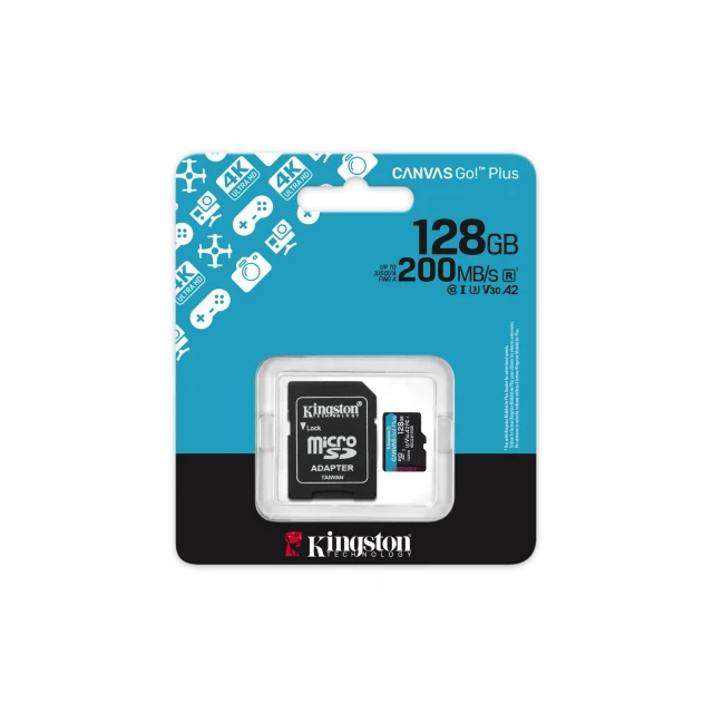 Карта пам'яті Kingston Canvas Go Plus microSDXC 128 ГБ + SD адаптер (740617347944)