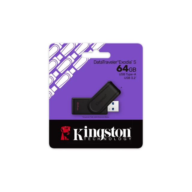 USB-накопичувач Kingston DataTraveler Exodia S 64 ГБ USB 3.2 Gen 1 Black (740617348651)