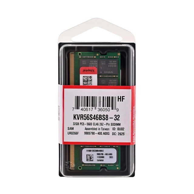 Модуль пам'яті Kingston DDR5 SODIMM 32 ГБ 5600 МГц CL46 1Rx8 (740617360509)