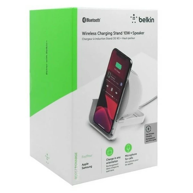 Бездротова зарядка Belkin з колонкою 10W White (AUF001VFWH)