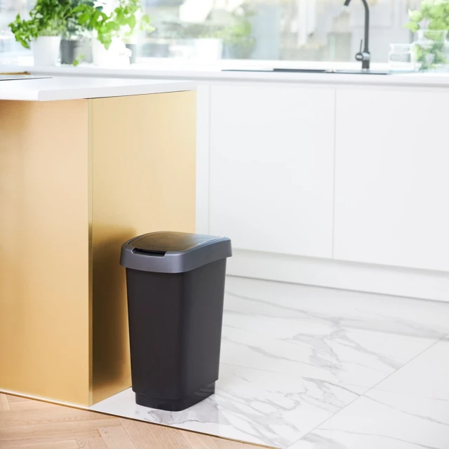 Відро для сміття Rotho TWIST з обертовою кришкою 25 л Silver (7610859135391)
