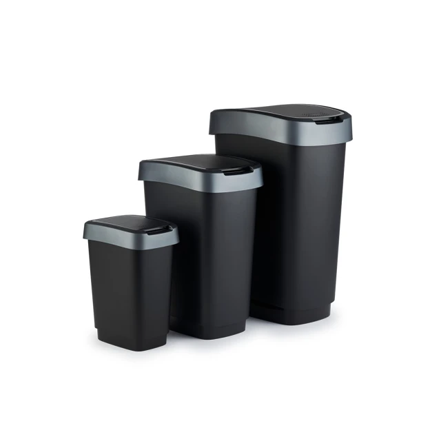Відро для сміття Rotho TWIST з обертовою кришкою 50 л Silver (7610859135421)