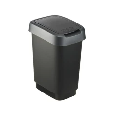 Відро для сміття Rotho TWIST з обертовою кришкою 50 л Silver (7610859135421)