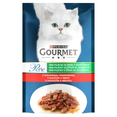 Вологий корм для котів Gourmet Perle міні філе в соусі з яловичиною та морквою 85 г (7613032867812)
