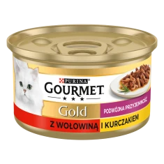 Влажный корм для кошек Purina Gourmet Gold с говядиной и курицей микс кусочков на пару и в соусе 85 г (7613033775666)