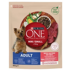 Сухий корм для дорослих собак дрібних порід Purina One Mini Adult з яловичиною і рисом 800 г (7613036526845)