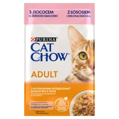 Вологий корм для котів Purina Cat Chow Adult з лососем і зеленою квасолею 85 г (7613036595063)