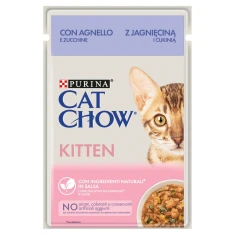 Вологий корм для кошенят Cat Chow Kitten з ягням та цукіні 85 г (7613037025545)