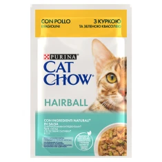 Вологий корм для котів Purina Cat Chow Hairball з куркою і зеленою квасолею у соусі 85 г (7613037031393)