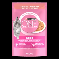 Вологий корм для кошенят PURINA ONE Junior з лососем та морквою 85 г (7613038224466)