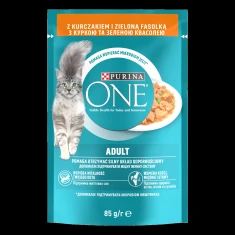 Вологий корм для котів PURINA ONE Adult з куркою та зеленою квасолею 85 г (7613038255743)