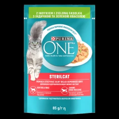 Вологий корм для стерилізованих котів PURINA ONE Sterilcat з індичкою та зеленою квасолею 85 г (7613038273358)