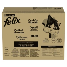 Вологий корм для котів Purina Felix Fantastic Duo мікс 120 шт x 85 г (7613038576596)