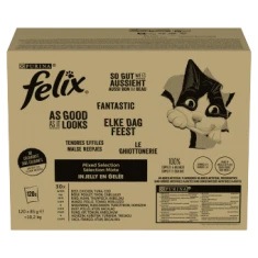 Вологий корм для котів Purina Felix Fantastic мікс смаків з яловичиною, куркою, тунцем і тріскою у желе 120 шт x 85 г (7613038578507)