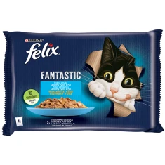 Влажный корм для кошек Felix Fantastic Рыбные вкусы в желе с лососем и камбалой 4 шт x 85 г (7613039742457)